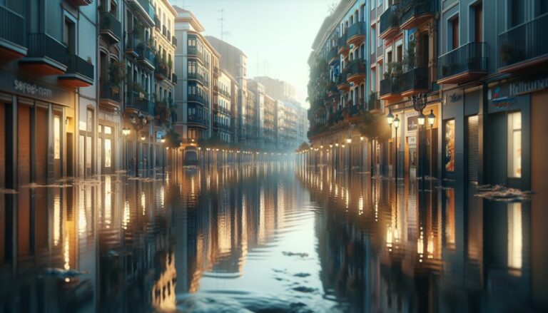 Immagine delle inondazioni in Spagna con danni visibili