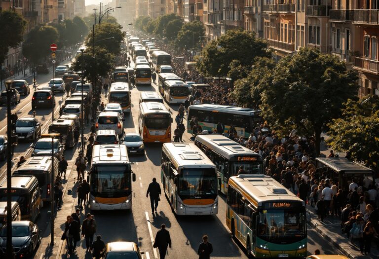 Manifestazione dei conducenti di autobus in Spagna