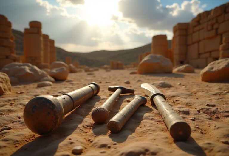 Strumenti preistorici trovati in un sito archeologico in Israele
