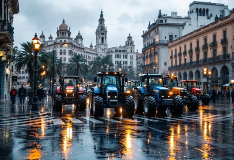 Manifestación de agricultores en Valencia pidiendo la dimisión de Mazón