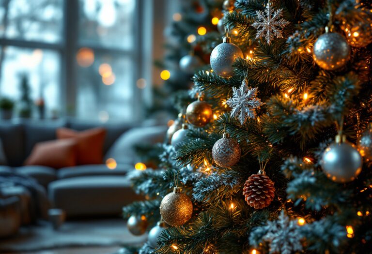 Albero di Natale decorato con elementi di videogiochi