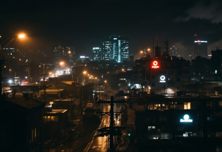 Immagine del blackout in Puerto Rico con persone al buio