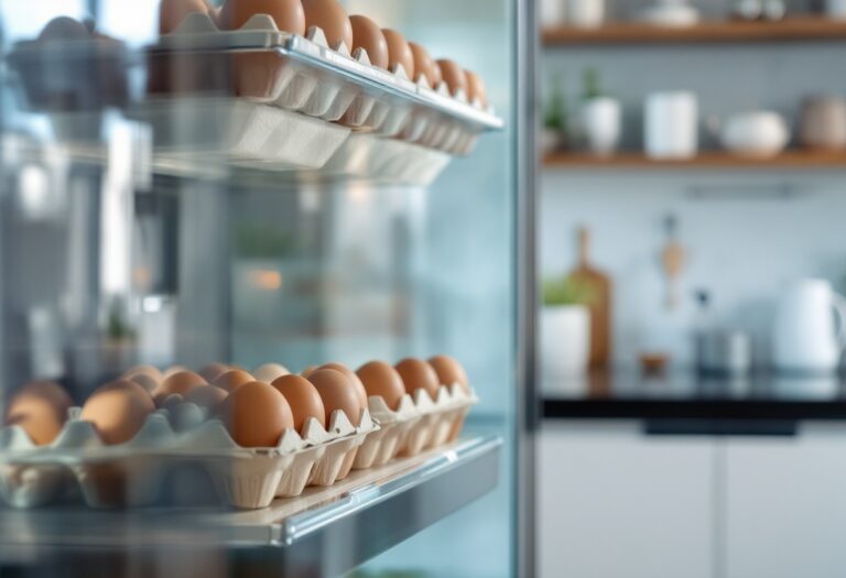 Huevos almacenados adecuadamente en la nevera