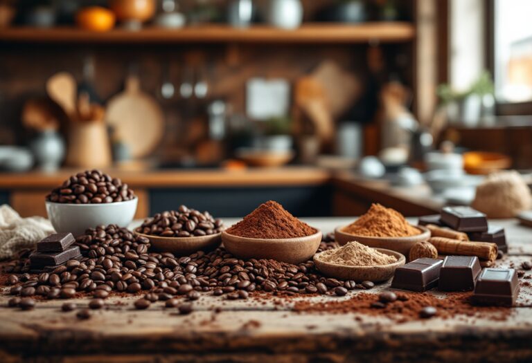Cuchara di cioccolato con cacao e decorazioni