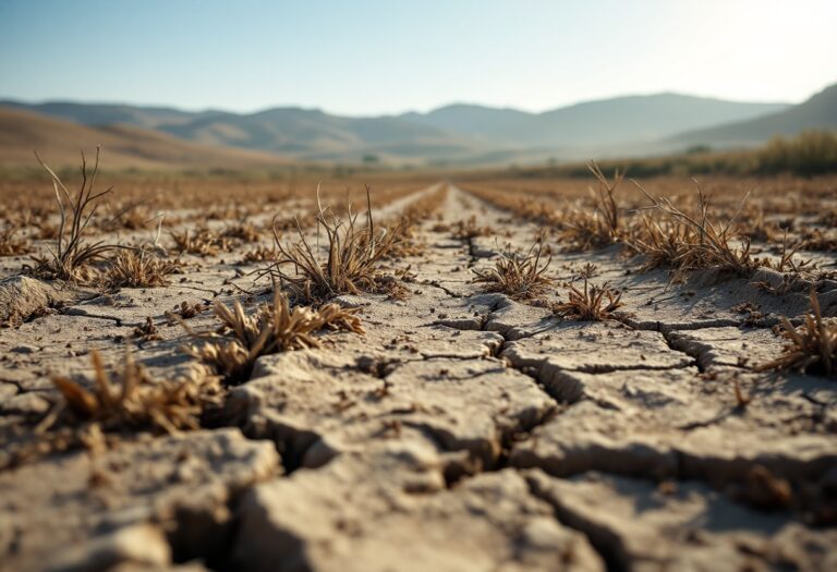 Agricultor en campo seco debido a la sequía en España