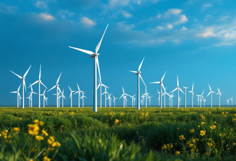Parco eolico in Spagna con turbine in azione