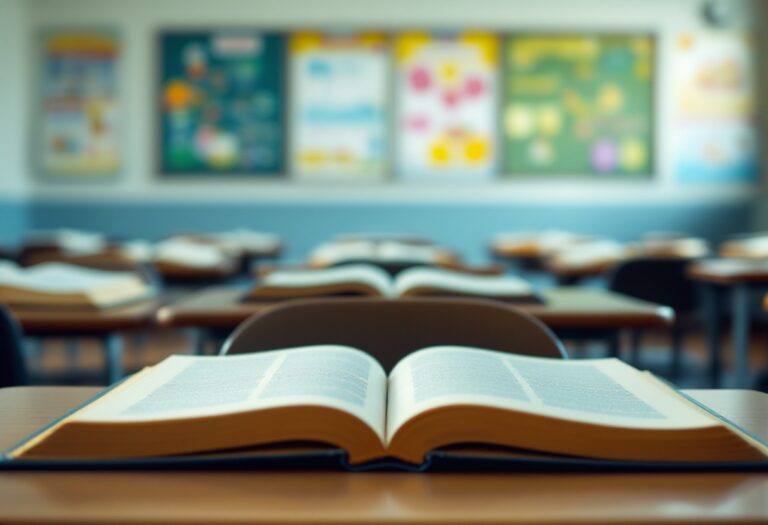 Estudiantes leyendo literatura en un aula contemporánea