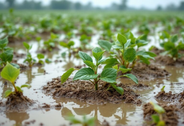 Efectos de inundaciones en campos agrícolas valencianos