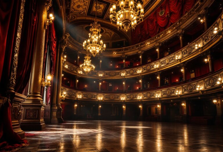 Artisti in scena durante un'opera al Teatro Real di Madrid