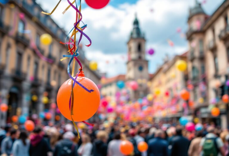 Celebración de Santos Inocentes en una plaza llena de gente