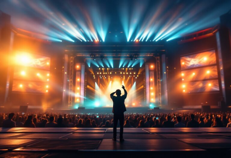 Taylor Swift durante il The Eras Tour con pubblico entusiasta