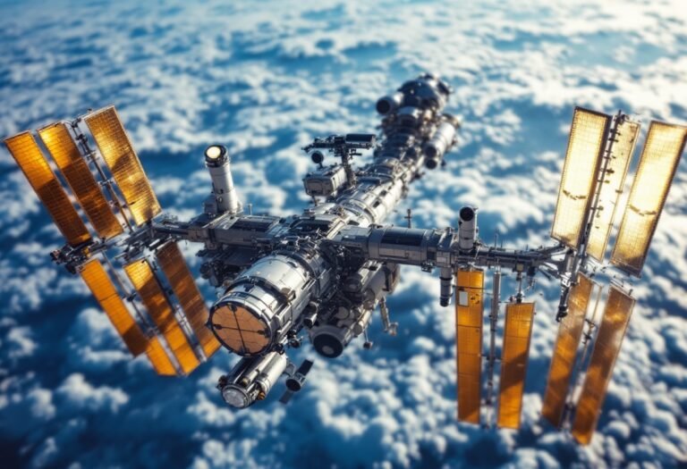 Astronautas de la NASA en una caminata espacial para mantenimiento
