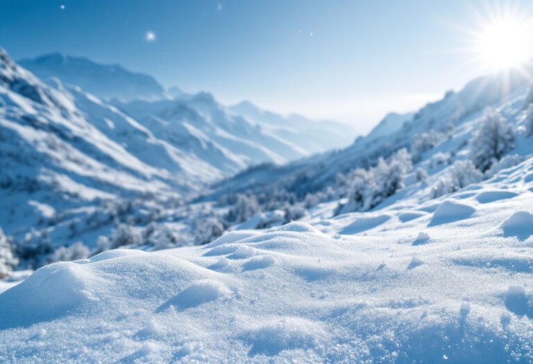 Paesaggio invernale con neve e temperature sotto zero in Spagna