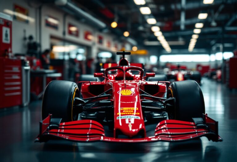 Lewis Hamilton in Ferrari durante un evento a Maranello