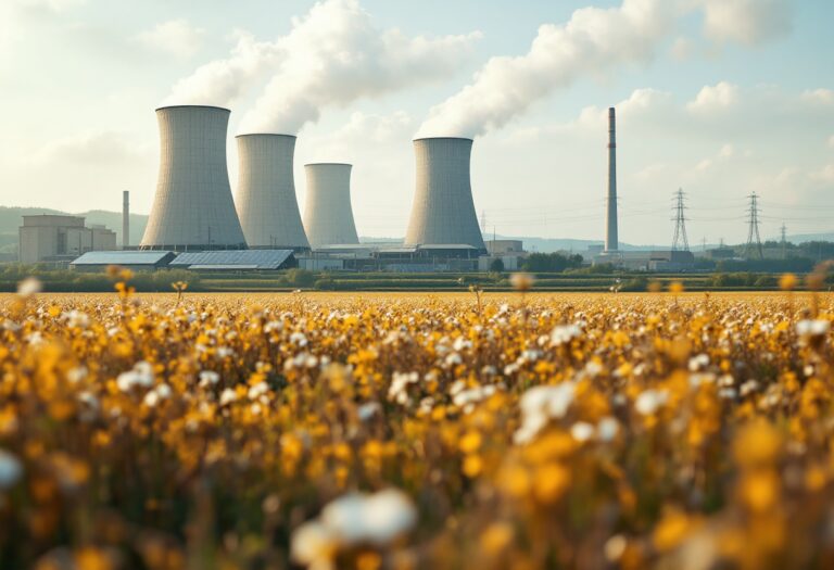 Persone in marcia per sostenere la centrale nucleare di Almaraz
