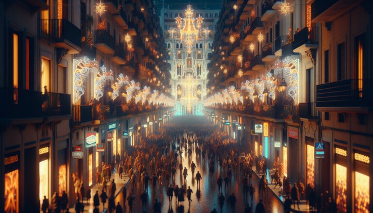 Celebrazione della Noche de Reyes a Barcellona con colori vivaci