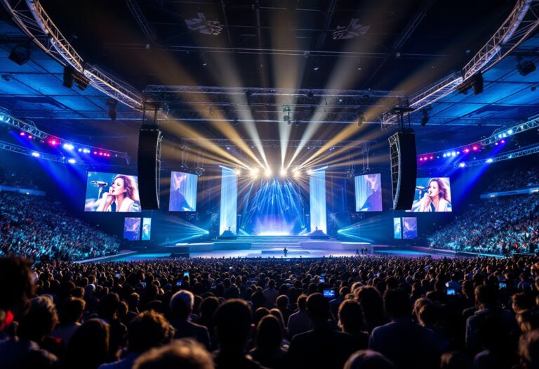 Immagine del Festival di Sanremo 2025 con artisti sul palco