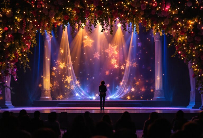 Immagine evocativa del festival di Sanremo attraverso le decadi