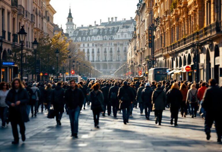 Persone in protesta a Madrid per il diritto alla casa