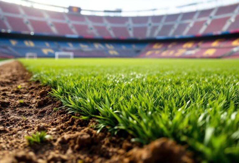 Il processo di rinnovo del prato al Camp Nou
