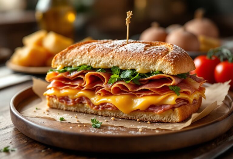 Sándwich gourmet con ingredientes frescos y creativos