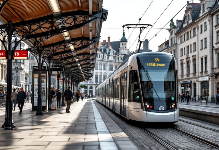 Imagen del tranvía en Barcelona con obras en pausa