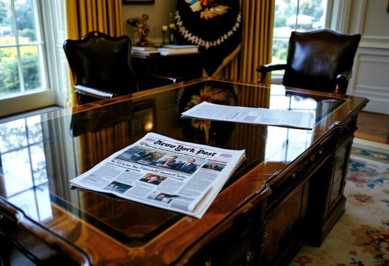 Donald Trump con la sua ficha policial nel Despacho Oval