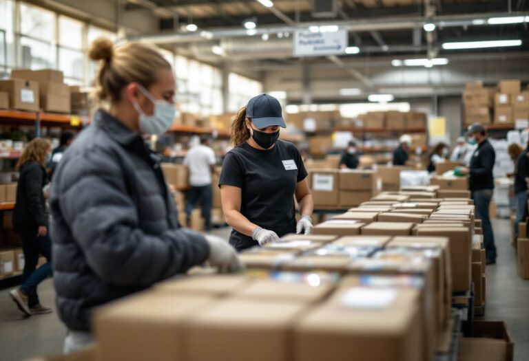 La reina Sofía durante su visita al Banco de Alimentos de Lleida
