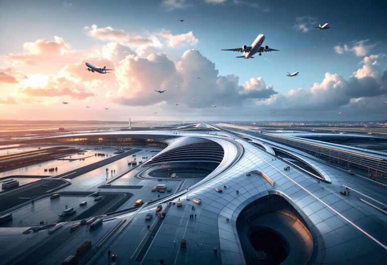 Vista del aeropuerto de El Prat durante su ampliación