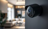 Cámara de vigilancia instalada en un hogar moderno