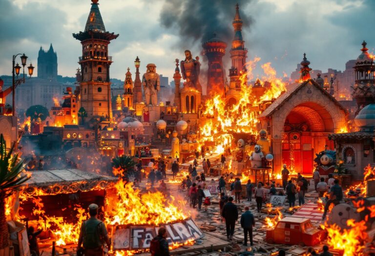 Immagine della cremà durante le Fallas 2025 a Valencia