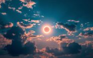 Eclipse solar parcial visto in Spagna con nuvole