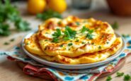 Gofres croccanti al formaggio e aglio pronti da servire