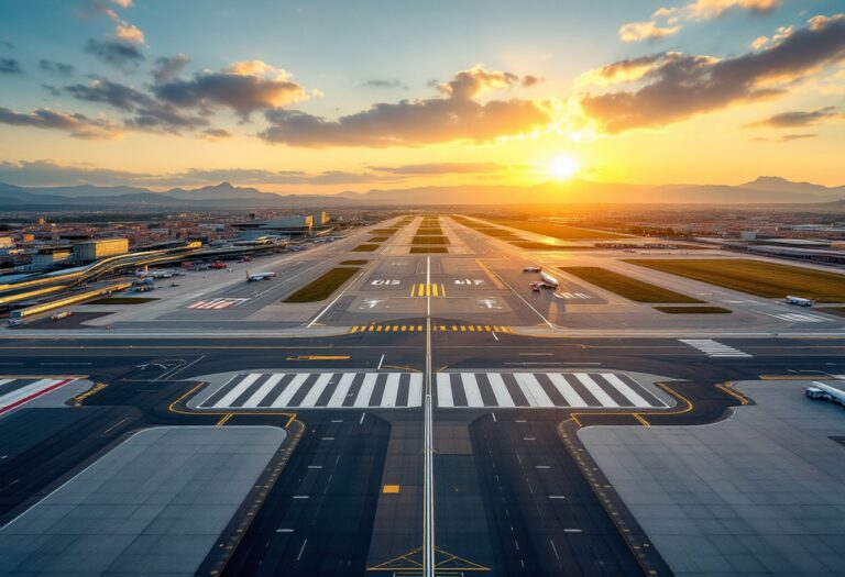 Vista del aeropuerto El Prat en Barcelona con enfoque sostenible