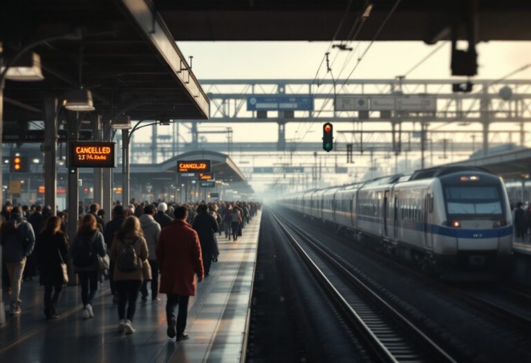 Immagine che illustra il caos nel trasporto ferroviario in Catalunya