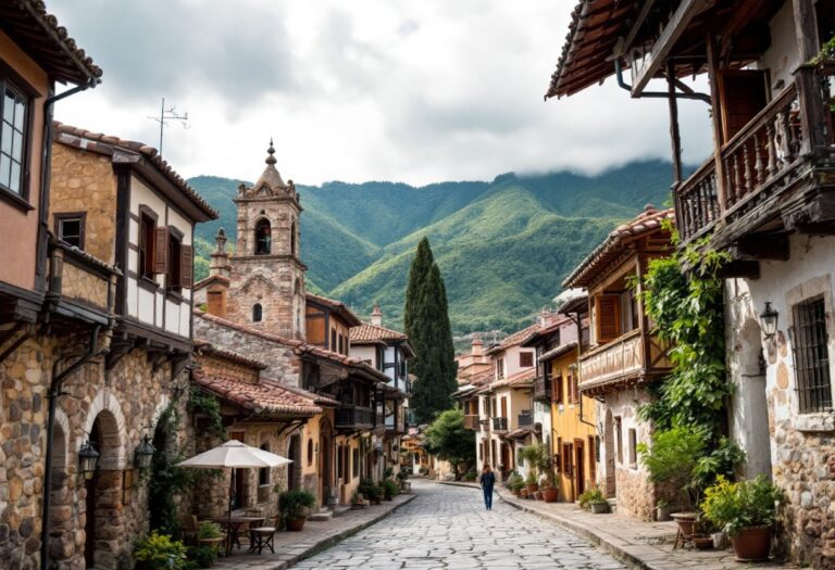 Vista panoramica di Puebla de la Sierra, un rifugio artistico