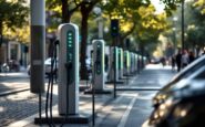 Punti di ricarica elettrica in una strada di Barcelona