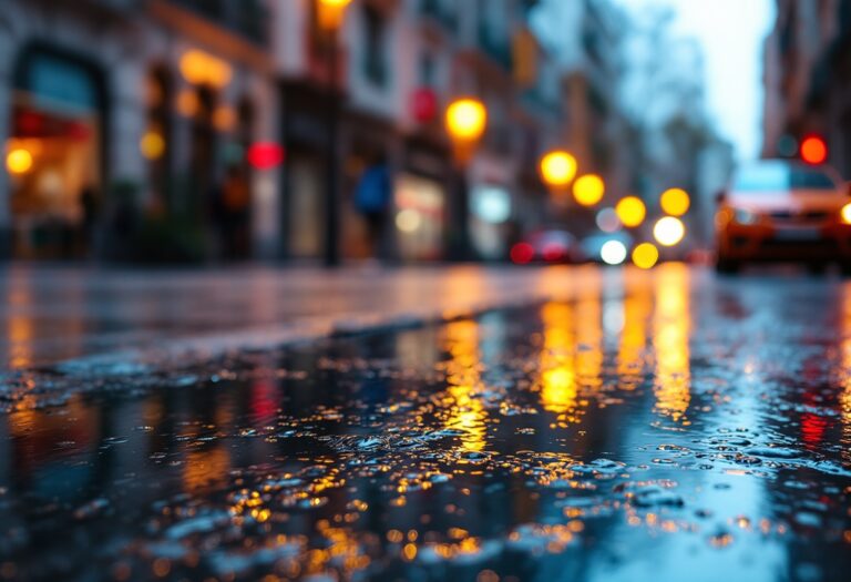 Immagine che mostra le forti piogge a Madrid nel marzo 2023