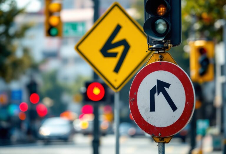 Señales de tráfico en una ciudad moderna