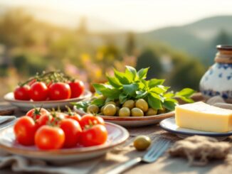 Plato colorido con alimentos saludables y frescos