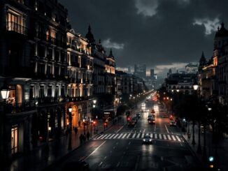 Immagine del blackout a Madrid con persone unite