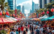 Immagine del festival filipino a Vancouver con scene di caos
