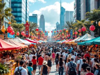 Immagine del festival filipino a Vancouver con scene di caos