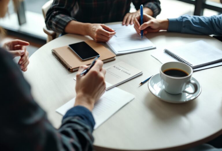 Persona intenta interrumpir a otra durante una conversación
