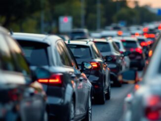 Auto en una carretera congestionada durante Semana Santa