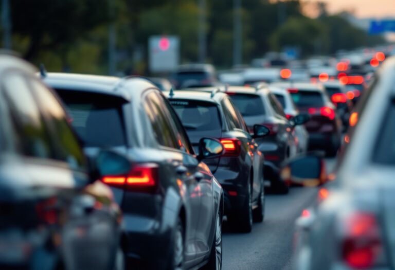 Auto en una carretera congestionada durante Semana Santa