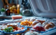 Alimentos congelados organizados en un congelador