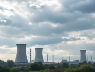 Centrale nucleare di Almaraz in un paesaggio spagnolo