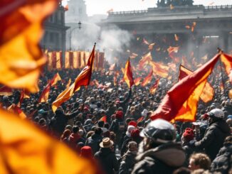 Manifestantes en España durante una protesta ciudadana