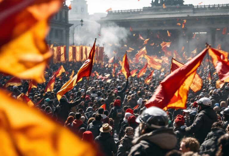 Manifestantes en España durante una protesta ciudadana